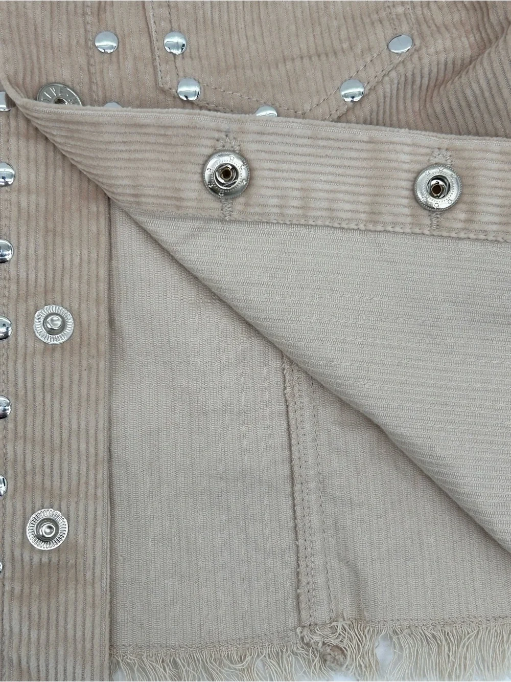 Steve Madden Girls Beige Studded Corduroy Trucker Jacket Size Small